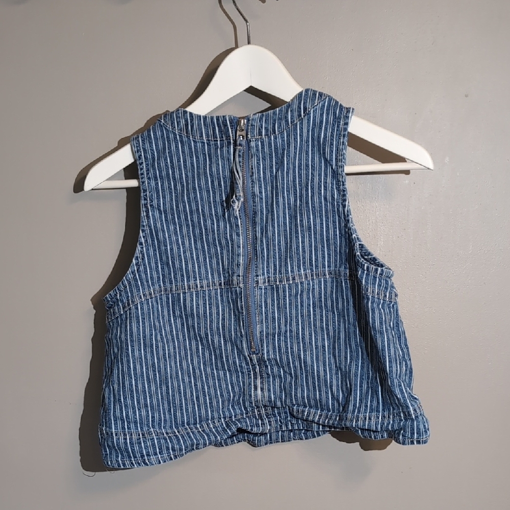 Habitual Blue and White Striped Denim Crop Top - Picture 4 of 5